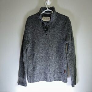 Roots Canada Wool Blend Marled Grey Mock Neck Sweater L